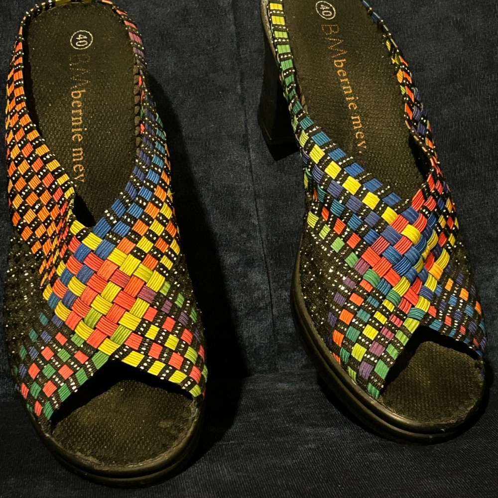 Multi color wovenBernie Mev heeled slip ons